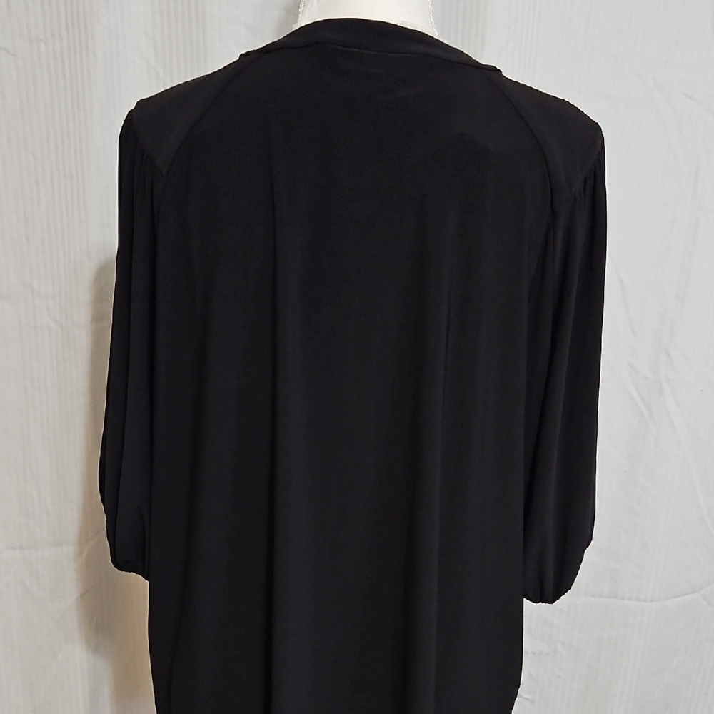 Chic Black Lace-Up Women's Blouse - Picture 6 of 8
